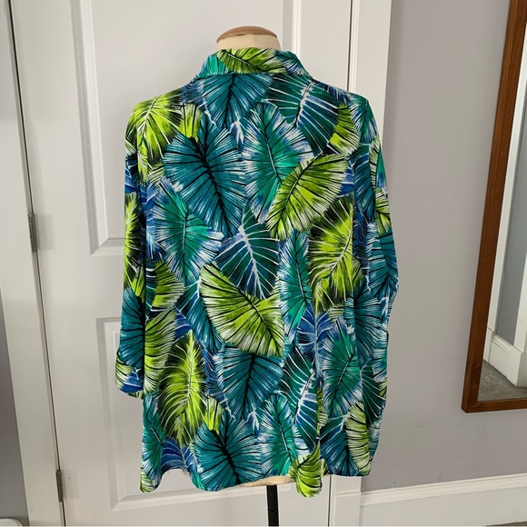 Plus tropical print button down blouse shirt by Catherines 22 / 24 petite - Picture 8 of 8
